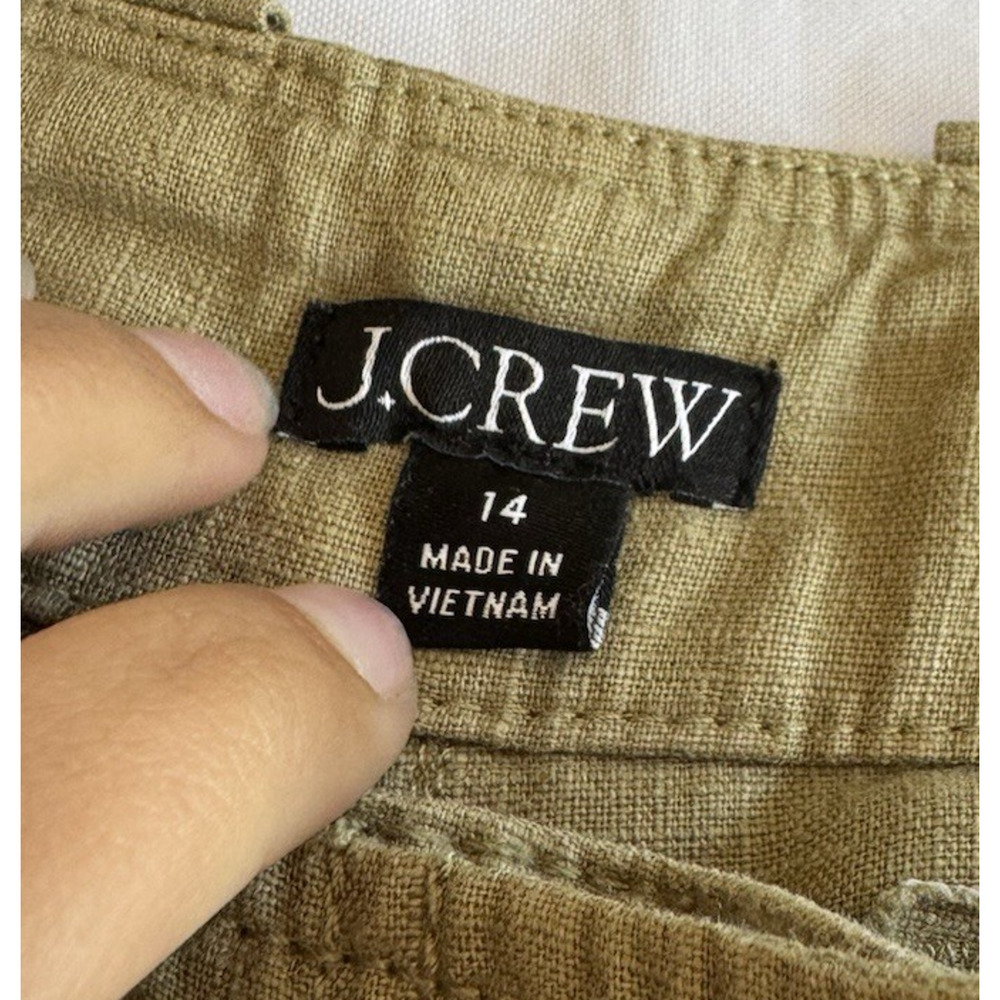 J.Crew Tan Linen-Tencel High Rise Wide Leg Cargo Pants 14 Coastal Quiet Luxury - Picture 4 of 14